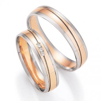 Nowotny-Collection Ruesch Trauringe Weiss-Rotgold 66/43170-045 + 66/43180-045